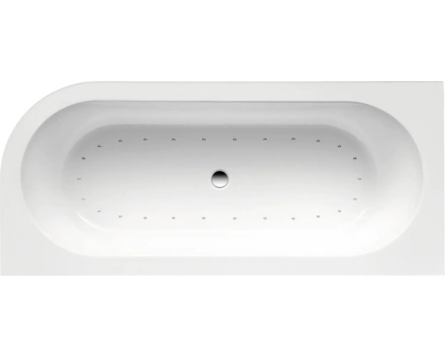 Whirlpool Ottofond Messina Corner A 178x78 cm System Komfort - Silentsystem weiß Rechteckige Badewanne mit Whirlpoolfunktion, Draufsicht.