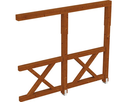 Seitenwand Andreaskreuz SKAN HOLZ Douglasie 255x210cm nussbaum Holzzaun-Element mit Kreuzstreben für den Garten