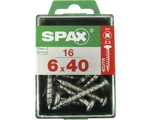 Spax Universalschraube Kreuzschlitz PZ 3, Halbrundkopf, 6x40 mm, 16 Stück Spax Universalschrauben, Senkkopf, Teilgewinde, 6 x 40 Millimeter, 16 Stück