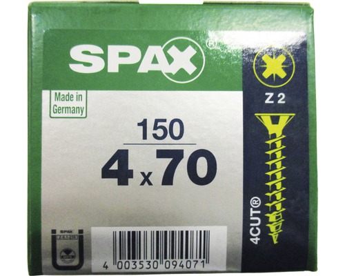 Spax Universalschraube Kreuzschlitz PZ 2, Senkkopf, Holz-Vollgewinde, 4x70 mm, 150 Stück Spax Universalschraube Kreuzschlitz PZ 2, Senkkopf, Holz-Vollgewinde, 4x70 mm, 150 Stück