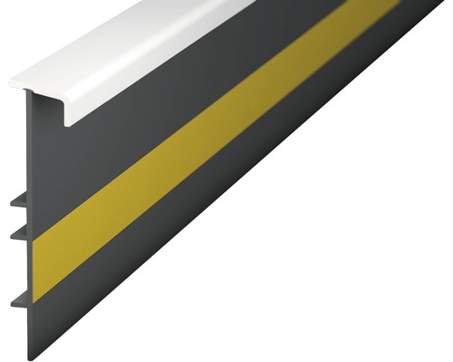 Prinz Teppichleiste Einklebeleiste mit Steg weiß 55x2500 mm Kantenschutzprofil mit gelbem Streifen