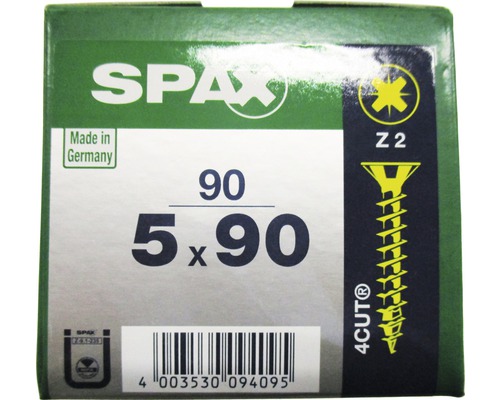 Spax Universalschraube Kreuzschlitz PZ 2, Senkkopf, Holz-Teilgewinde, 5x90 mm, 90 Stück Spax Universalschraube Kreuzschlitz PZ 2, Senkkopf, Holz-Teilgewinde, 5x90 mm, 90 Stück