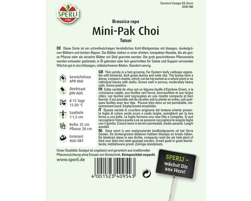 Sperli Mini-Pak Choi Samenpackung