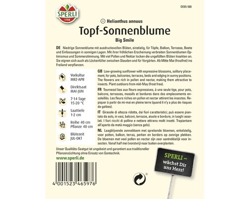 Samenpackung Topf-Sonnenblume Big Smile von Sperli