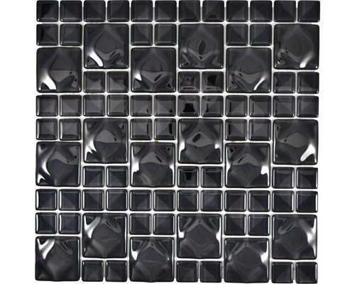Glasmosaik WAVY 05 30,0x30,0 cm schwarz
