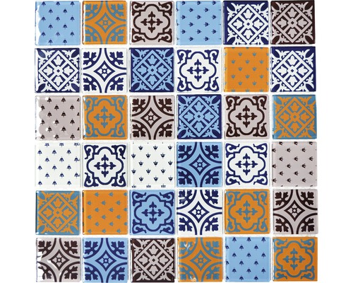 Glasmosaik CM 4OP12 30,0x30,0 cm blau orange Glasmosaik CM 4OP12 30,0x30,0 cm blau orange