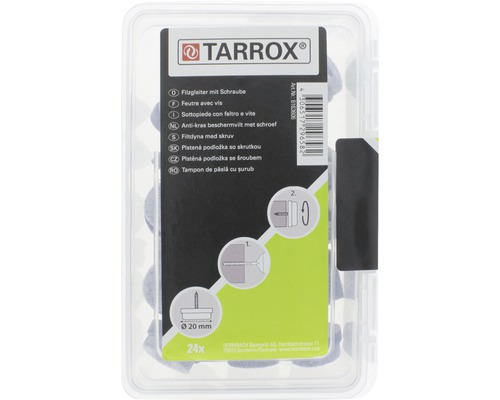 Filzgleiter mit Schraube, Durchmesser 20 mm, 24 Stück