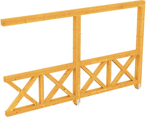 Seitenwand Andreaskreuz SKAN HOLZ 355x210 cm eiche hell Holzkonstruktion für einen Unterstand mit Kreuzstreben