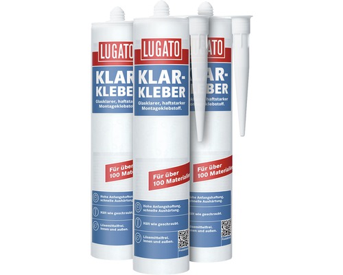 Drei Kartuschen Lugato Klar-Kleber Montageklebstoff