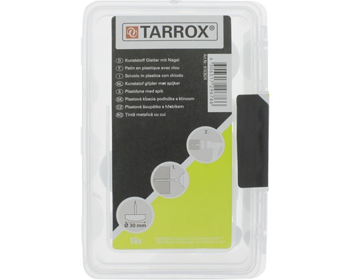 Tarrox Kunststoffgleiter mit Nagel, 30 mm Durchmesser, 16 Stück