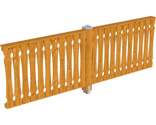 Seitenwand Balkonschalung SKAN HOLZ 305x96 cm eiche hell Holzzaun mit Pfosten und dekorativen Ausschnitten
