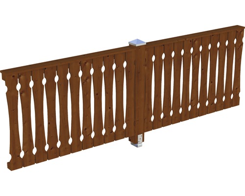 Seitenwand Balkonschalung SKAN HOLZ 305x96 cm nussbaum Holzzaunfeld mit Zierelementen für den Garten