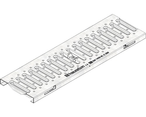 Hauraton Faserfix KS 100 Doppelstegrost SW 80/10 verzinkt mit horizontaler Schubsicherung 500 mm x 149 mm x 20 mm