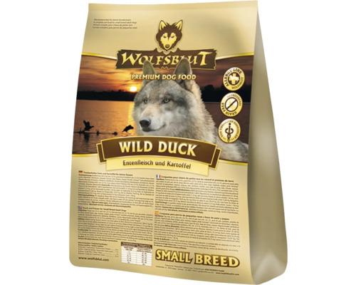 Hundefutter trocken WOLFSBLUT Wild Duck SB, Ente, für kleine Rassen mit wertvollen Superfoods, getreidefrei, Glutenfrei 2 kg