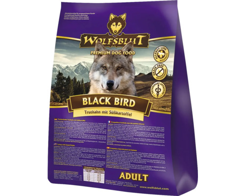 Hundefutter trocken WOLFSBLUT Black Bird Adult, Truthahn mit Süßkartoffeln mit wertvollen Superfoods, getreidefrei, Glutenfrei 2 kg