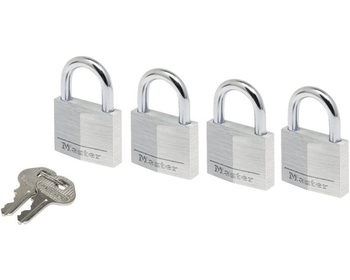 Vorhängeschlösser Master Lock 9130EURQNOP 40 mm 4 er Pack Vier Master Vorhängeschlösser mit Schlüsseln für erhöhte Sicherheit