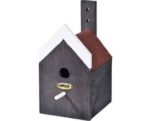 Vogelhaus aus Holz mit Bitumendach und Anflugstange