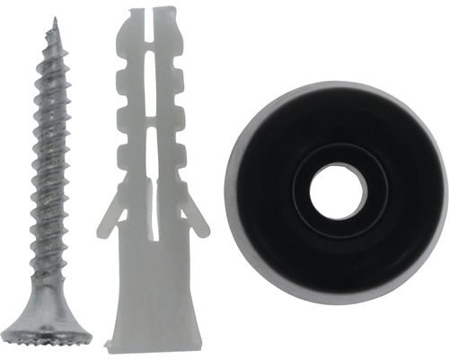 Schraube, Dübel und Rosette für Befestigungen