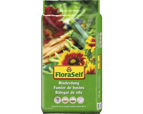 FloraSelf Rinderdung Sack, 10 kg für bis zu 80 m²