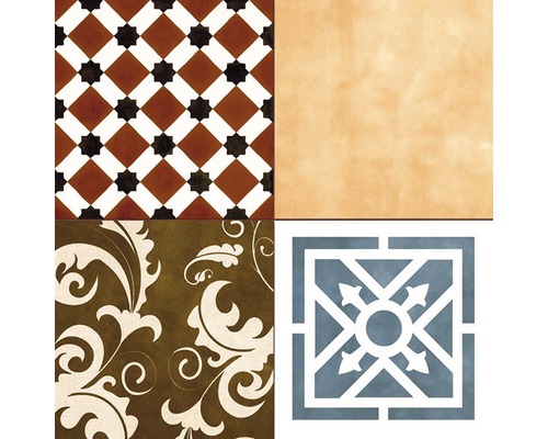 Fliesenmuster mit geometrischen und floralen Designs