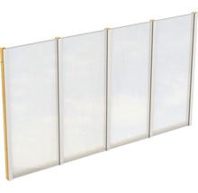 Vier transparente Doppelstegplatten mit Rahmen