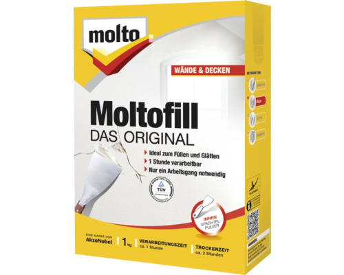 Moltofill Spachtelpulver innen 1 kg Moltofill das Original Füllspachtel zur Anwendung im Innenbereich, 1 kg