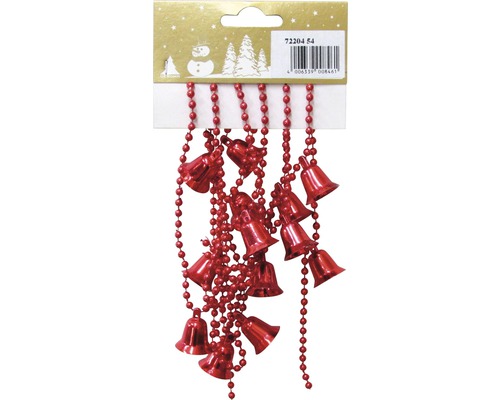 Christbaumschmuck Girlande Glöckchen 180 cm rot