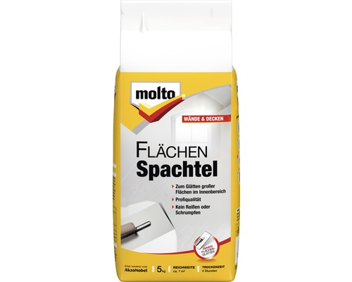Molto innen Flächenspachtelpulver 5 kg Molto Flächenspachtel zum Glätten von Wänden und Decken, 5 kg