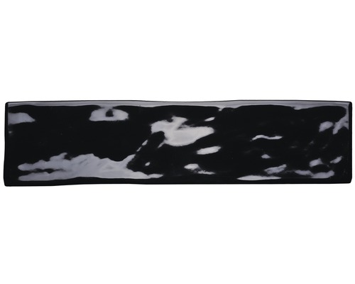 Steingut Wandfliese Loft 7,5x30,0 cm schwarz glänzend
