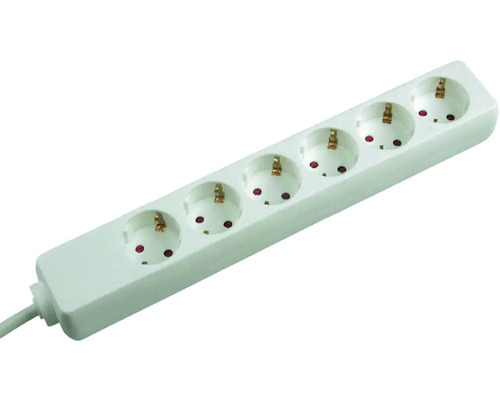 Steckdosenleiste 6-fach, 3G1,5, weiß, 3 m Steckdosenleiste 6-fach, 3G1,5, weiß, 3 m