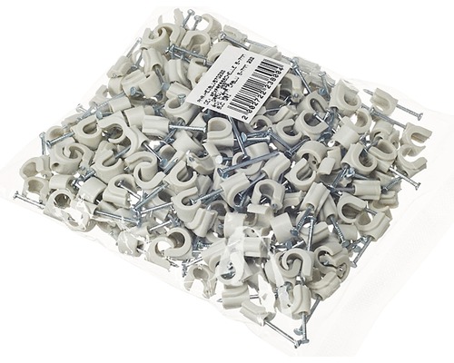 Express-Schelle 5 - 7 mm grau, 200 Stück Packung mit Kabelklemmen mit Nagel