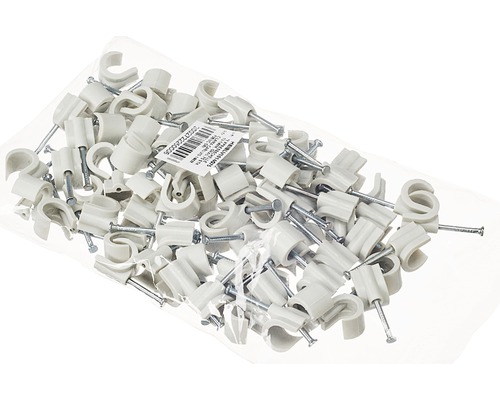Express-Schelle 10 - 14 mm grau, 75 Stück Packung Kabelklemmen mit Nägeln