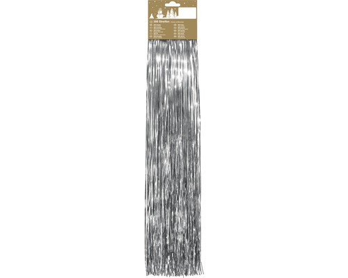 Christbaumschmuck Hängelametta 300 Streifen glatt, silber Silberfarbene Lametta Vorhang Dekoration für den Innenbereich