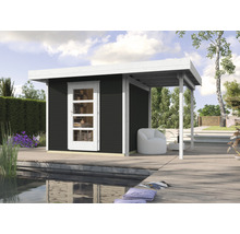 Gartenhaus weka Finline Profil Gr.3 mit Fußboden und Schleppdach 489 x 377 cm anthrazit-weiß