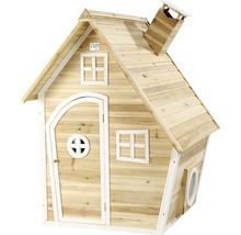 Spielhaus aus Holz mit Tür, Fenster und Schornstein