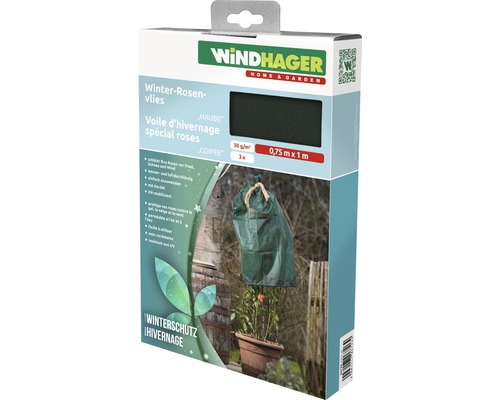 Winter-Rosenvlieshaube 0,75x1 m 30 g/m² grün, 3 Stk Windhager Winter-Rosenvlies Verpackung mit den Maßen 0,75 Meter x 1 Meter