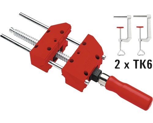 Eckspannvorrichtung mit zwei zusätzlichen Schraubzwingen TK6