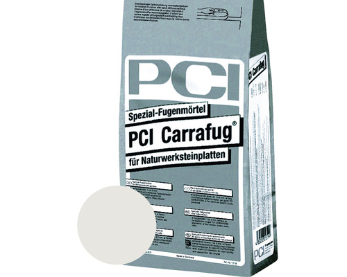PCI Carrafug® Spezial Fugenmörtel für Naturwerksteinplatten perlgrau 5 kg PCI Carrafug Spezial-Fugenmörtel für Naturwerksteinplatten