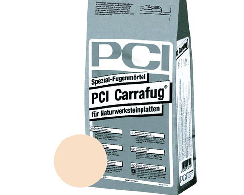 PCI Carrafug® Spezial Fugenmörtel für Naturwerksteinplatten jurabeige 5 kg PCI Carrafug Spezial-Fugenmörtel für Naturwerksteinplatten Sack