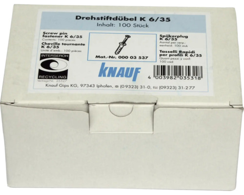 Drehstiftdübel K 6/35, Inhalt: 100 Stück