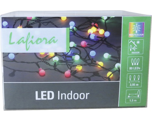 Lafiora LED Lichterkette für Innen mit Mehrfarben-Beleuchtung, 80 LEDs und 3,95 Meter Länge