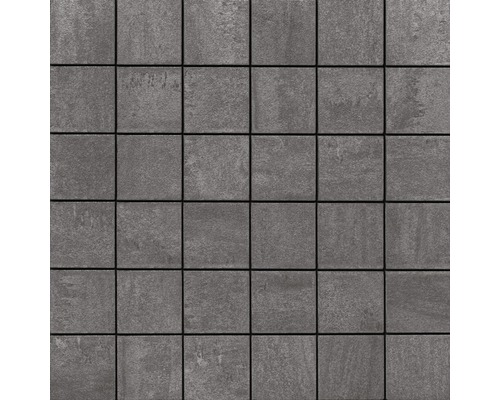 Feinsteinzeugmosaik Sokio 30,0x30,0 cm anthrazit matt Fliesenmuster mit quadratischen, grauen Fliesen