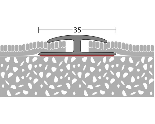 Abbildung eines 35 Millimeter breiten Übergangsprofils zwischen zwei Bodenbelägen.