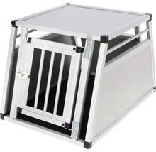 Hundebox aus Aluminium mit offener Tür