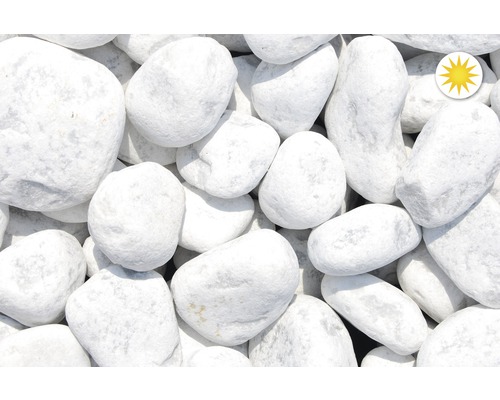 Weiße Zierkieselsteine für den Garten