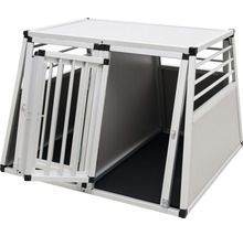 Hundebox aus Aluminium mit offener Tür