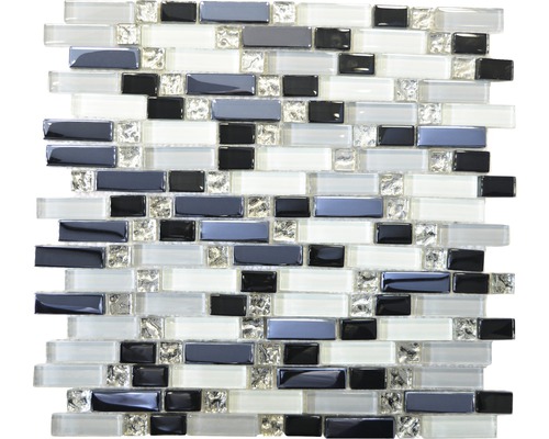 Glasmosaik XCM IL007 30,0x29,5 cm weiß grau schwarz Glasmosaik XCM IL007 30,0x29,5 cm weiß grau schwarz
