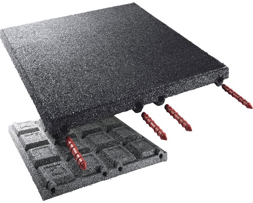Fallschutzmatte terrasoft 5 m² 50x50x4,5 cm anthrazit Schallschutzplatten aus Gummigranulat mit Verbindungsstiften