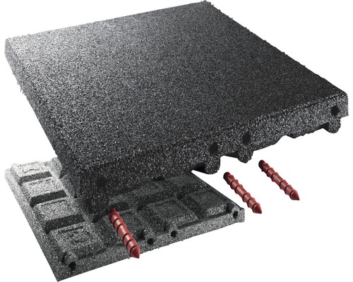 Fallschutzmatte terrasoft 10 m² 50x50x8 cm anthrazit Graue Terrassenplatte mit Verbindungselementen.