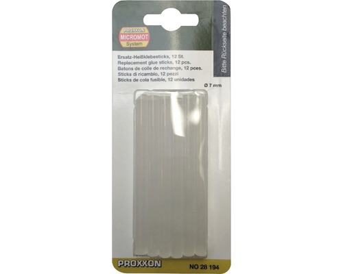 Zwölf Ersatz-Heißklebestifte mit einem Durchmesser von 7 mm in Verpackung